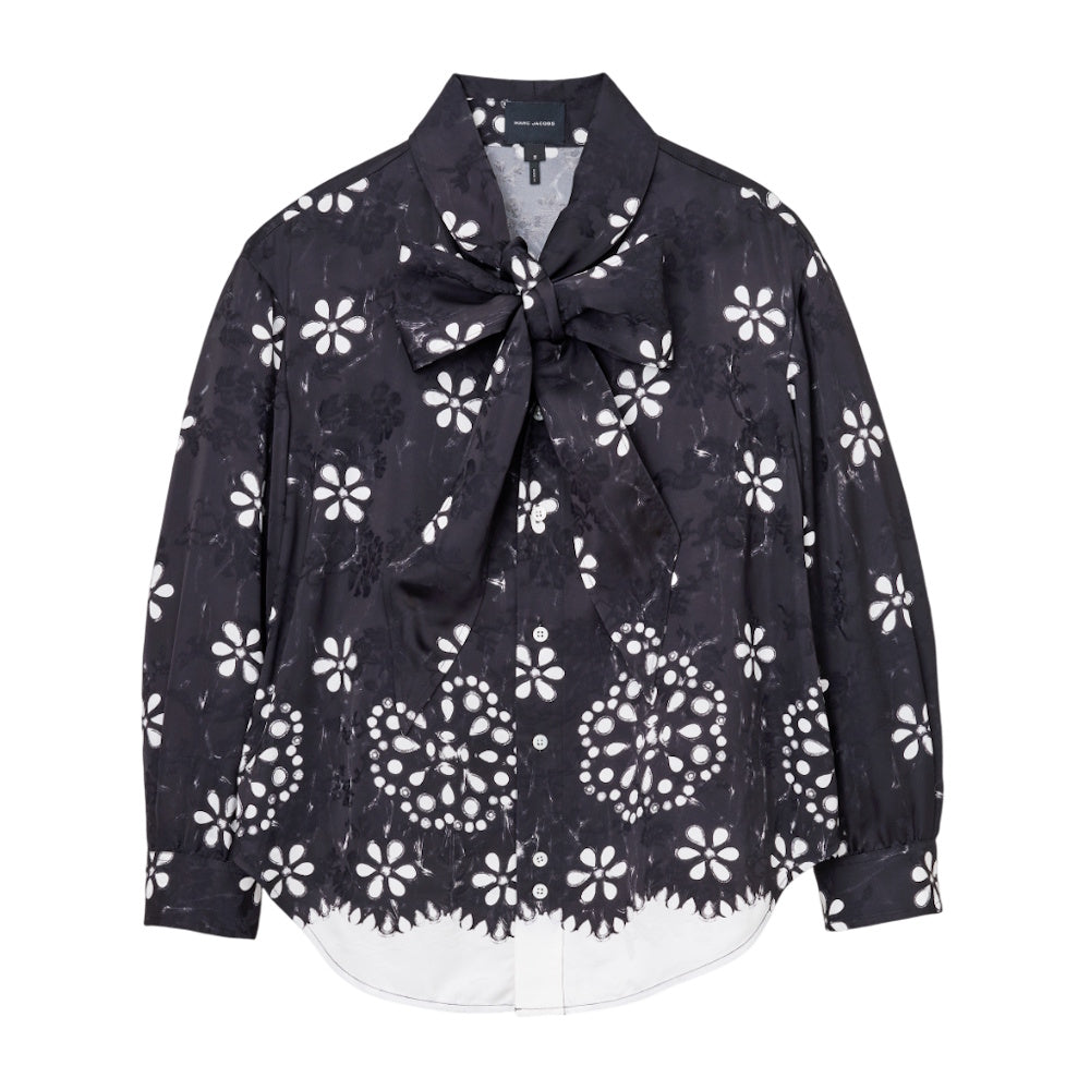 THE TROMPE L'OEIL EYELET BOW BLOUSE