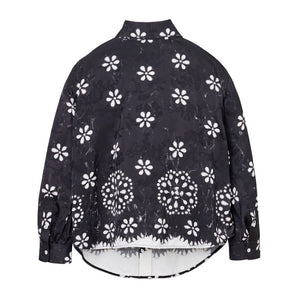 THE TROMPE L'OEIL EYELET BOW BLOUSE