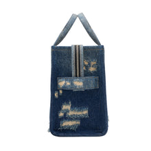 Load image into Gallery viewer, THE RIP AND REPAIR DENIM MEDIUM TOTE BAG