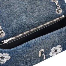 Load image into Gallery viewer, THE SEQUIN DAISY DENIM DUAL CHAIN MINI BAG
