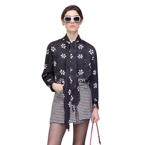 THE TROMPE L'OEIL EYELET BOW BLOUSE