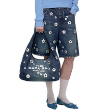 Load image into Gallery viewer, THE SEQUIN DAISY DENIM SACK BAG