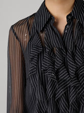 Load image into Gallery viewer, DVF	EVA BLOUSE	SIGNATURE PINSTRIPE BLACK