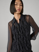 Load image into Gallery viewer, DVF	EVA BLOUSE	SIGNATURE PINSTRIPE BLACK