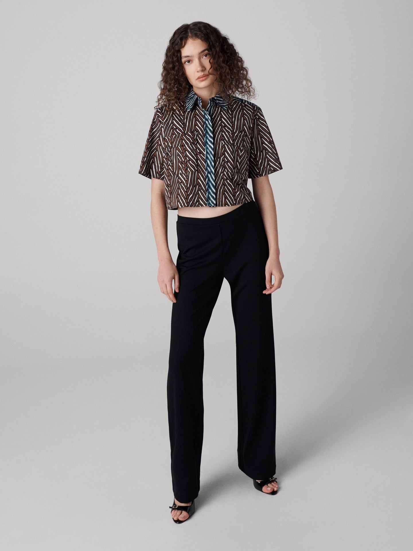 DVF	AMY TOP PIAZZA TIGER MINI PETROL
