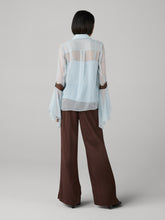 Load image into Gallery viewer, DVF	ANGELA BLOUSE	SIGNATURE PINSTRIPE POWDER BLUE