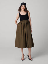 Load image into Gallery viewer, DVF	SELENA DRESS DARK OLIVE/BLACK