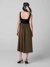 Load image into Gallery viewer, DVF	SELENA DRESS DARK OLIVE/BLACK