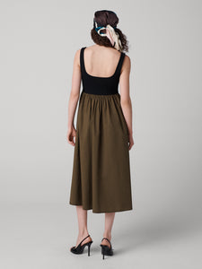 DVF	SELENA DRESS DARK OLIVE/BLACK