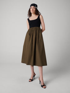 DVF	SELENA DRESS DARK OLIVE/BLACK