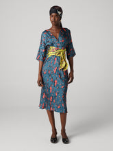 Load image into Gallery viewer, DVF GRACIE DRESS DANCING ROSE PETROL MIX