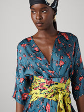 Load image into Gallery viewer, DVF GRACIE DRESS DANCING ROSE PETROL MIX