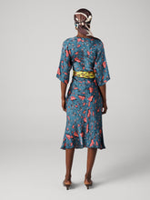 Load image into Gallery viewer, DVF GRACIE DRESS DANCING ROSE PETROL MIX