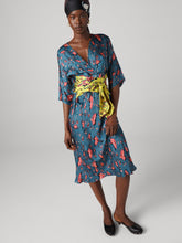 Load image into Gallery viewer, DVF GRACIE DRESS DANCING ROSE PETROL MIX