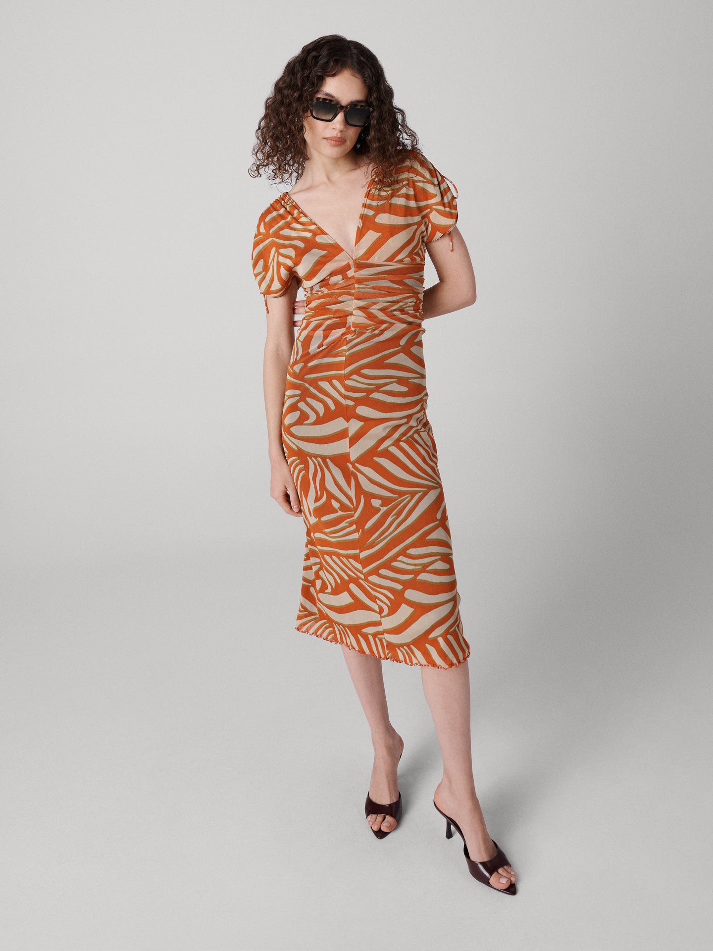 DVF	ELLA REVERSIBLE DRESS	SAVANNA SHADOW BURNT OCHRE