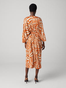 DVF	SADIE DRESS SAVANNA SHADOW BURNT OCHRE