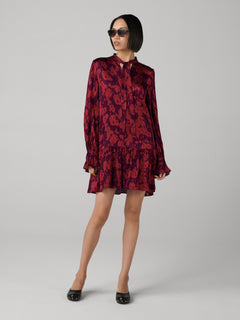 DVF	YVONNE DRESS TREE BARK MINI LIGHT GARNET