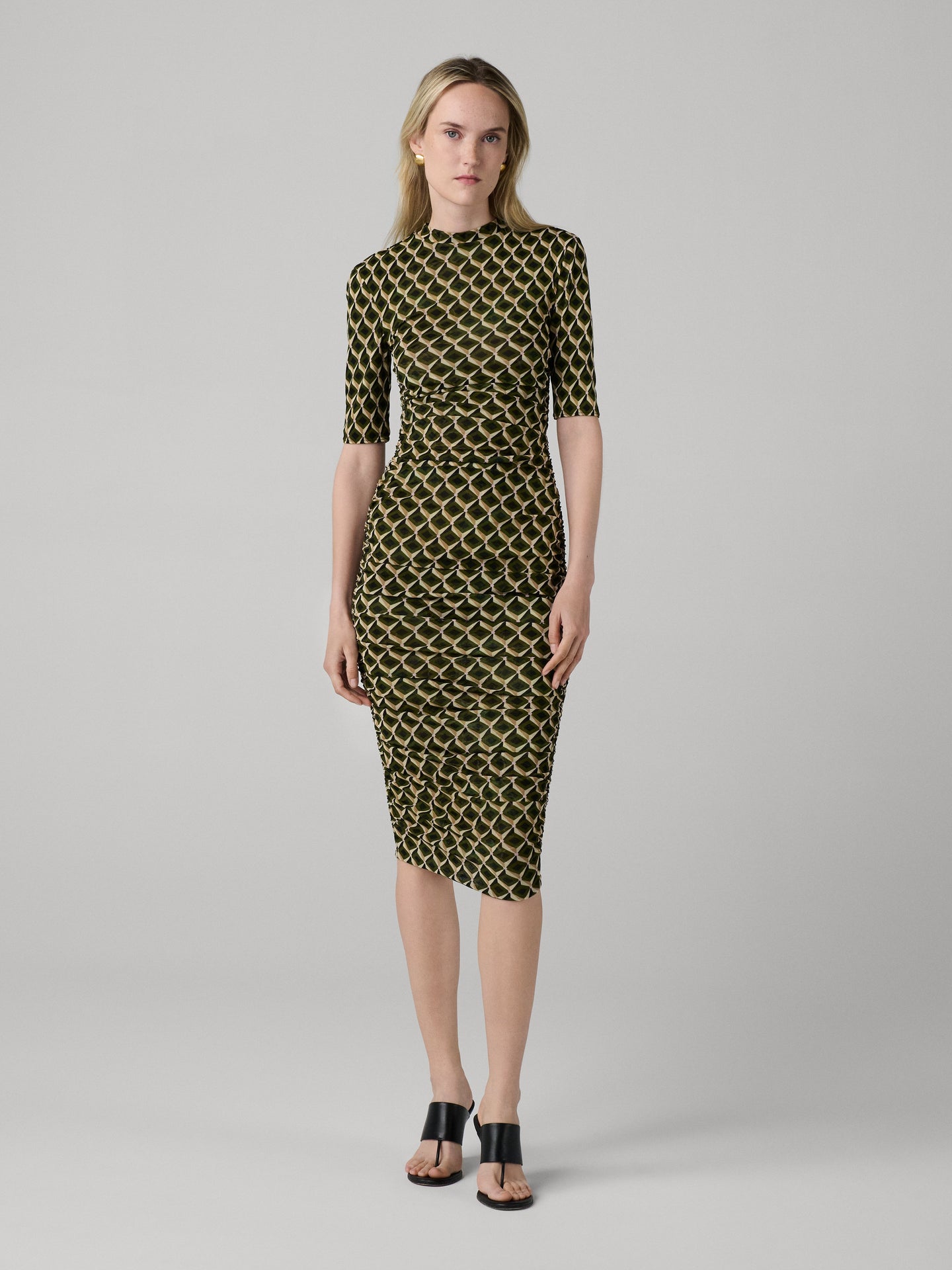DVF	LENA DRESS	VENICE GEO MINI MOSS/DOGES CLOUD