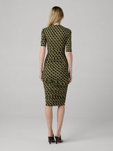 Load image into Gallery viewer, DVF	LENA DRESS	VENICE GEO MINI MOSS/DOGES CLOUD