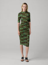 Load image into Gallery viewer, DVF	LENA DRESS	VENICE GEO MINI MOSS/DOGES CLOUD