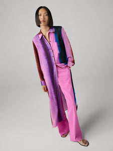 DVF	CARRIE SILK CDC DRESS CANAL STRIPE BIG PINK ORCHID