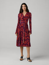 Load image into Gallery viewer, DVF	CARMEN DRESS STRATA CHECK MINI EMBER/TREE BARK MINI