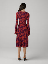 Load image into Gallery viewer, DVF	CARMEN DRESS STRATA CHECK MINI EMBER/TREE BARK MINI