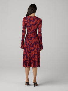DVF	CARMEN DRESS STRATA CHECK MINI EMBER/TREE BARK MINI