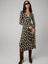 Load image into Gallery viewer, DVF	OG SILK JERSEY WRAP DRESS	GINGKO FANS MINI BLACK