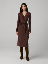 Load image into Gallery viewer, DVF	DANIELLA KNIT WRAP DRESS CHOCOLATE