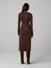 Load image into Gallery viewer, DVF	DANIELLA KNIT WRAP DRESS CHOCOLATE