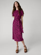 Load image into Gallery viewer, DVF	CHEYENNE DRESS LASER ROSE MINI INDIAN PINK