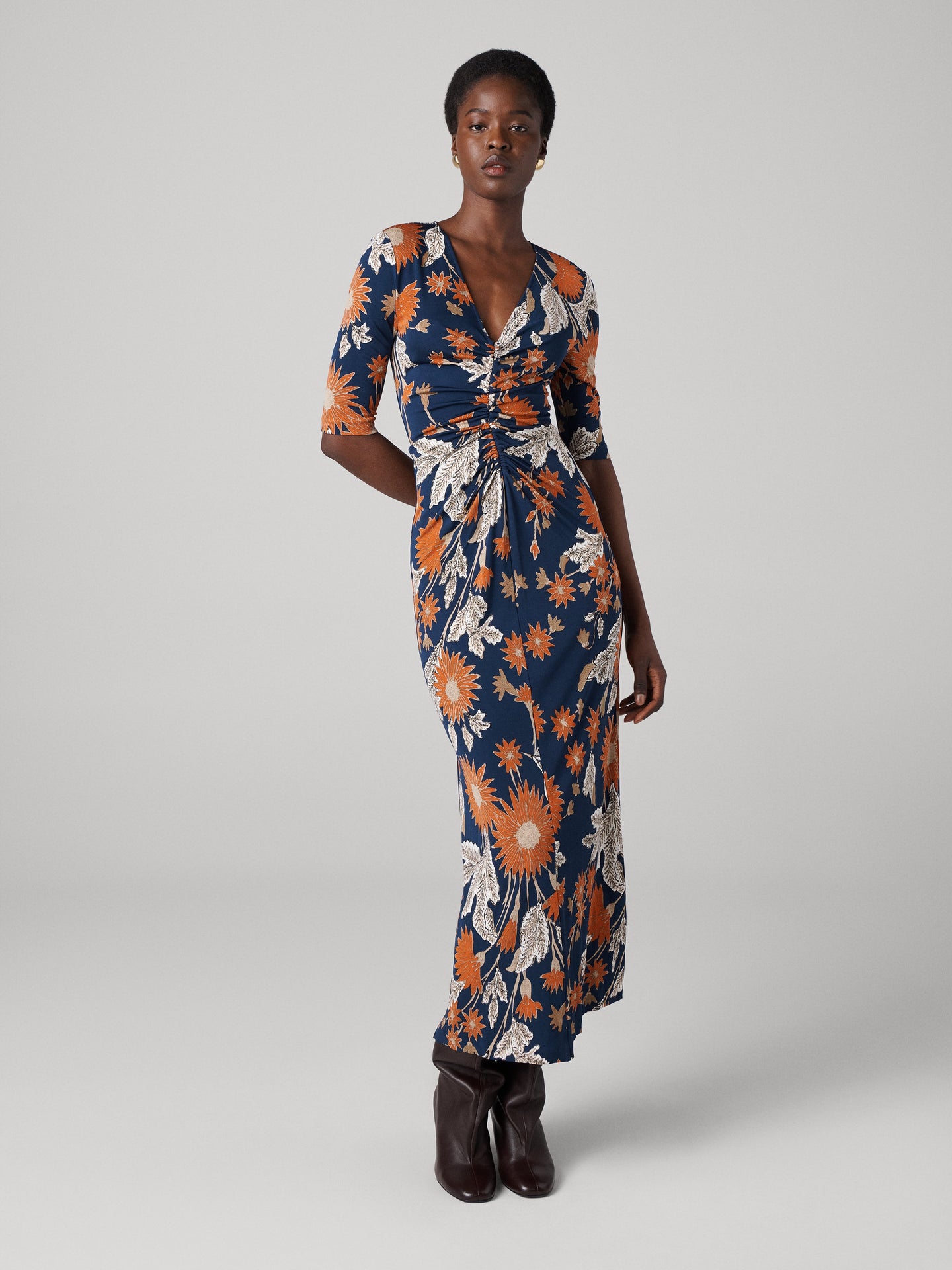 DVF	ALBA DRESS	MARLENE BATIK MID NAVY