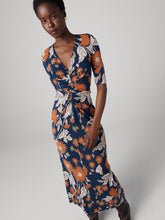 Load image into Gallery viewer, DVF	ALBA DRESS	MARLENE BATIK MID NAVY