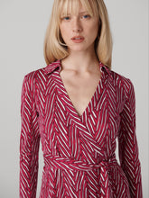 Load image into Gallery viewer, DVF	JEANNE WRAP DRESS	PIAZA TIGER MINI BEET PNK