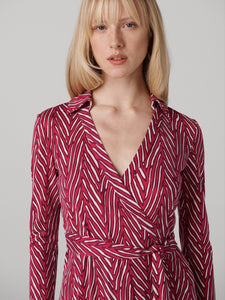 DVF	JEANNE WRAP DRESS	PIAZA TIGER MINI BEET PNK