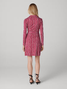 DVF	JEANNE WRAP DRESS	PIAZA TIGER MINI BEET PNK