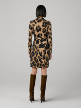 Load image into Gallery viewer, DVF	JEANNE WRAP DRESS	SNOW LEOPARD BIG TOBACCO