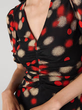 Load image into Gallery viewer, DVF	KOREN REVERSIBLE DRESS SHIP LIGHTS BLACK/SEU LEOP BIG SIG RED
