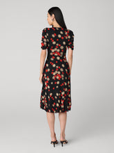 Load image into Gallery viewer, DVF	KOREN REVERSIBLE DRESS SHIP LIGHTS BLACK/SEU LEOP BIG SIG RED