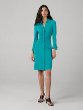 Load image into Gallery viewer, DVF	SHESKA 3/4 SLEEVE DRESS SIGNATURE TURQ