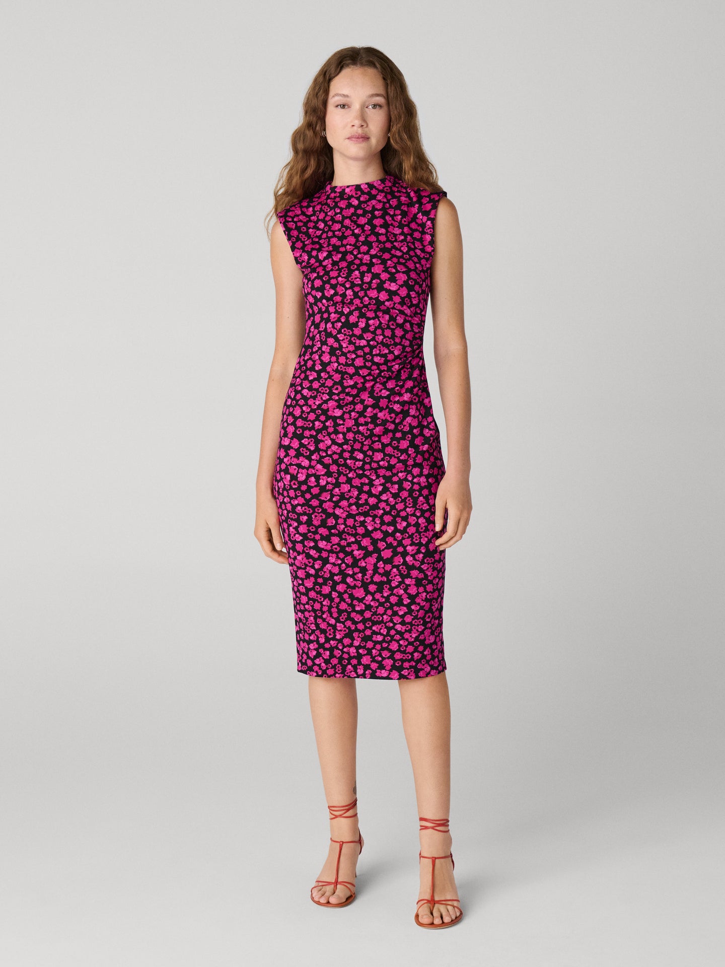 DVF	DARRIUS DRESS LASER ROSE MINI INDIAN PINK