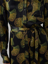 Load image into Gallery viewer, DVF	PRITA DRESS	GINGKO FANS BLACK