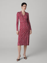 Load image into Gallery viewer, DVF	ABIGAIL WRAP MIDI DRESS PIAZA TIGER MINI BEET PNK