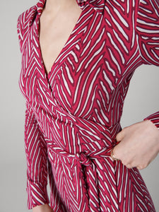 DVF	ABIGAIL WRAP MIDI DRESS PIAZA TIGER MINI BEET PNK