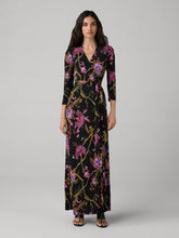 Load image into Gallery viewer, DVF	ABIGAIL LONG WRAP DRESS SERENISSIMA BLACK