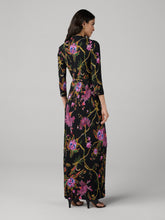 Load image into Gallery viewer, DVF	ABIGAIL LONG WRAP DRESS SERENISSIMA BLACK