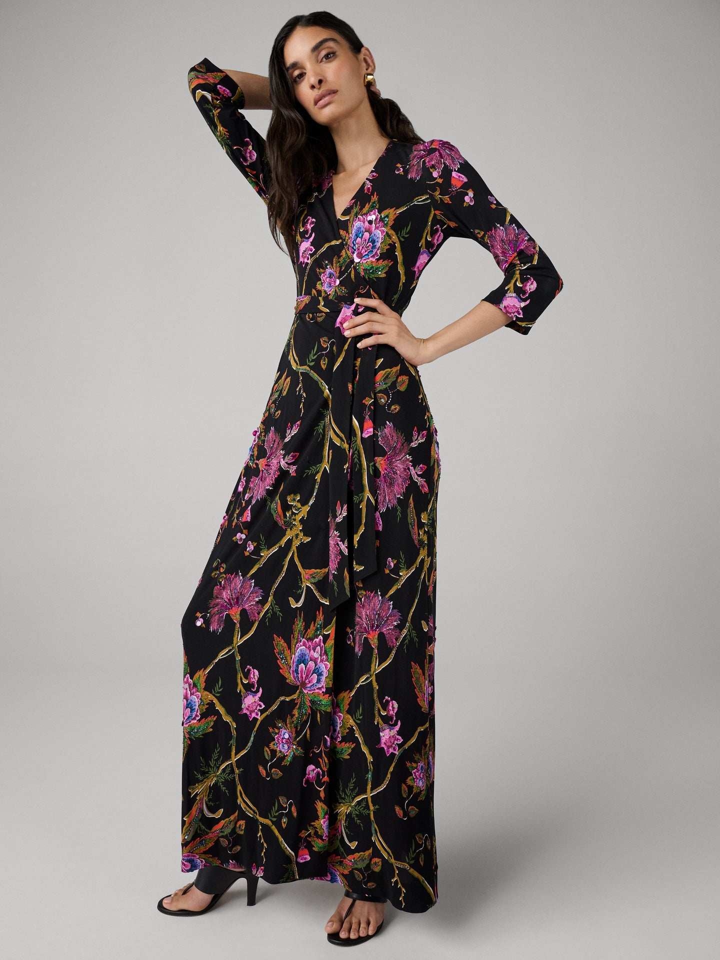 DVF	ABIGAIL LONG WRAP DRESS SERENISSIMA BLACK