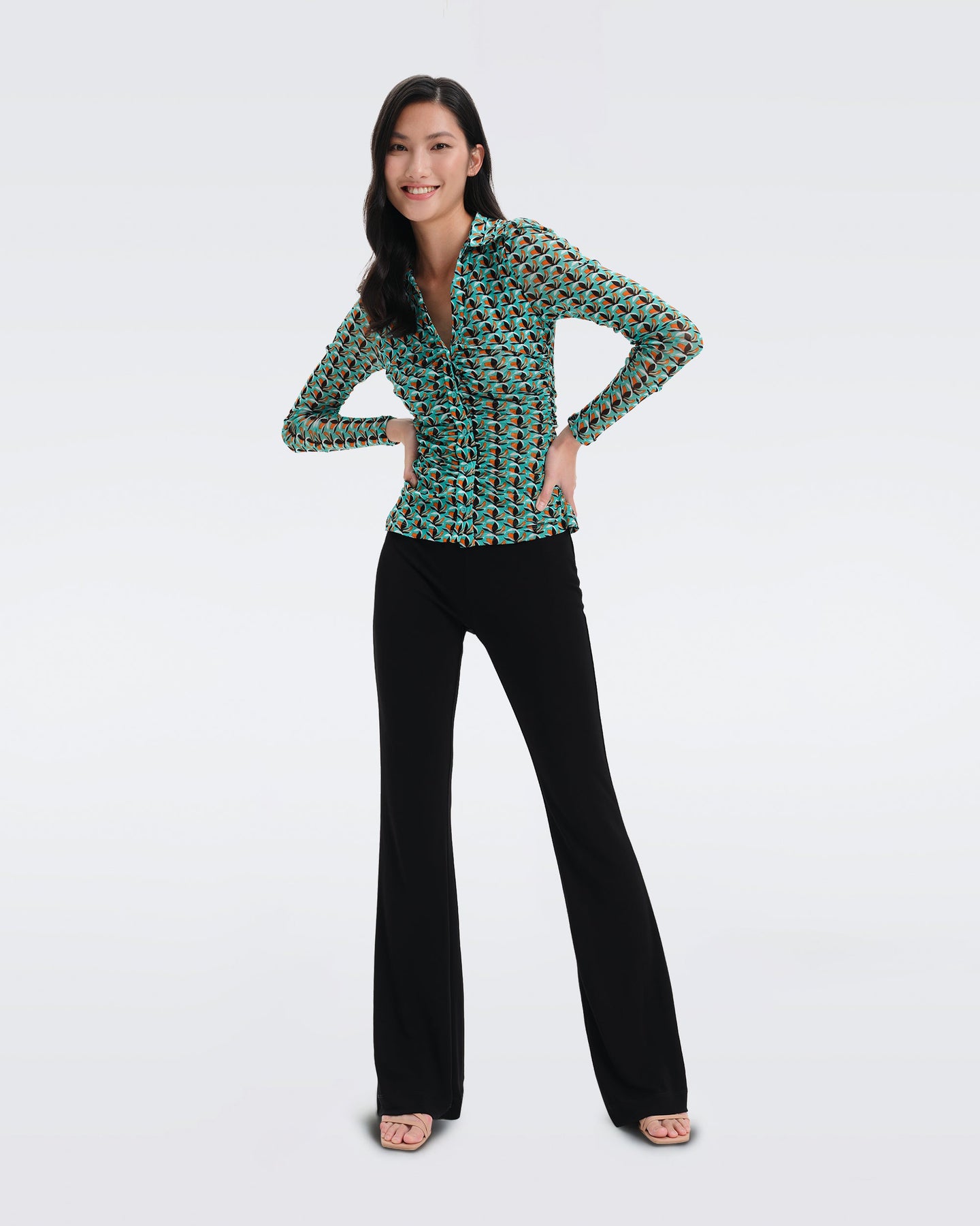 DVF NATHANIEL TOP FLEURGEO SUMMER TURQUOISE