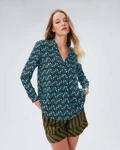 DVF SANORAH TOP DVF STAMP SM PINE GREEN